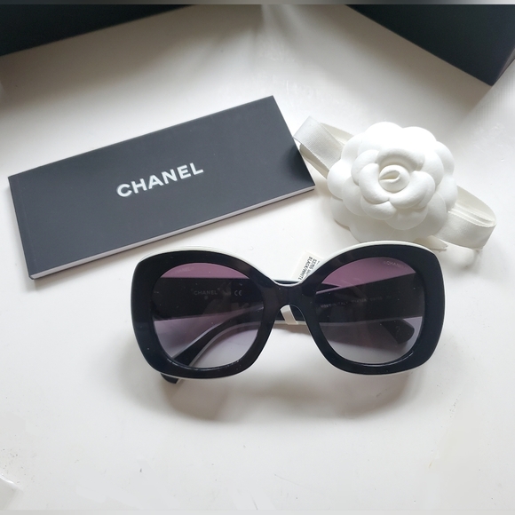 Chanel Logo Two Tone slSquare Sunglasses Brand New - Picture 3 of 8